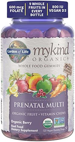 Garden of Life Prenatal Gummies Multivitamin with Vitamin D3, B6, B12, C & Folate for Healthy Fetal Development mykind Organics – Organic, Non-GMO, Gluten-Free, Vegan, Berry Flavor, 30 Day Supply