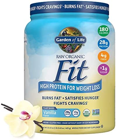 Garden of Life Raw Organic Fit Vegan Protein Powder Vanilla, 28g Plant Based Protein for Weight Loss, Pea Protein, Fiber, Probiotics, Dairy Free Nutritional Shake for Women and Men, 10 Servings