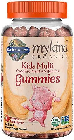 Garden of Life mykind Organics Kids Gummy Vitamins - Fruit - Certified Organic, Non-GMO & Vegan Complete Children's Multi - B12, C & D3 - Gluten, Soy & Dairy Free, 120 Real Fruit Chew Gummies