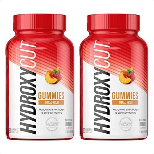 Hydroxycut Caffeine-Free Gummy for Women & Men | 15 Essential Vitamins & Minerals | Metabolism | 90 Count (Pack of 2)