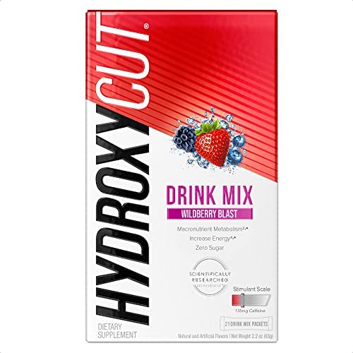 Hydroxycut Drink Mix | Energy Drink Powder | Wildberry Blast, 21 Packets (Packaging May Vary)