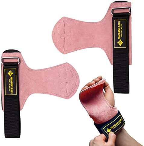 MANUEKLEAR Weightlifting Wrist Straps with Cushion Wrist Loop,Leather Weight Lifting Wrist Straps for Deadlifts, Powerlifting, Heavy Shrug for Men/Women