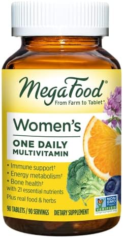 MegaFood Women's One Daily - Women's Multivitamin - With B Complex Vitamins, Iron, and Vitamin D - Gluten-Free and Made without Dairy or Soy - 90 Tabs