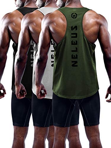 NELEUS Men's 3 Pack Dry Fit Y-Back Muscle Tank Top