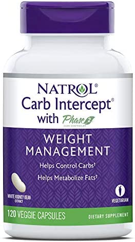 Natrol Carb Intercept with Phase 2 Carb Controller Capsules, White Kidney Bean Extract, Helps Control Carbs, Helps Metabolize Fats, Clinically Tested, Promotes Healthy Body Weight, 1,000mg, 120 Count