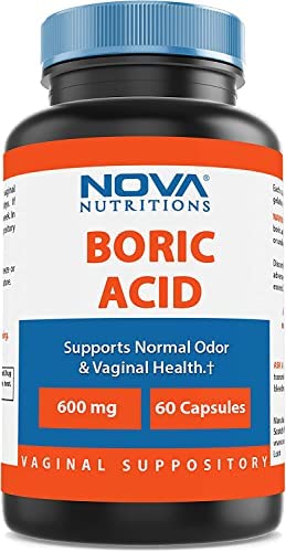 Nova Nutritions Boric Acid Vaginal Suppositories - 100% Pure Made in USA - USP Medical Grade Fine Powder, Easy Dissolve, Third Party Tested - 60 Count (1)