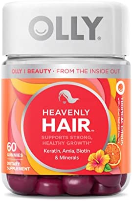 OLLY Heavenly Hair Gummies, Supports Strong Healthy Hair Growth, Keratin, Biotin, Amla, Grapefruit Flavor, 30 Day Supply - 60 Count