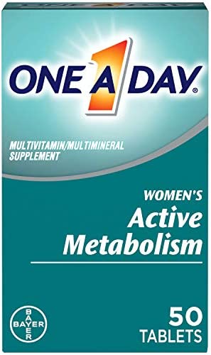 One A Day Women’s Active Metabolism Multivitamin, Supplement with Vitamin A, C, D, E and Zinc for Immune Health Support*, Iron, Calcium, Folic Acid & more, 50 Count