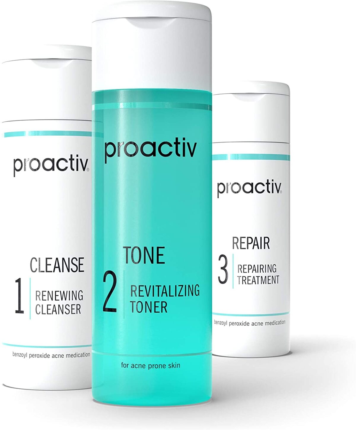 Proactiv 3 Step Acne Treatment – Benzoyl Peroxide Face Wash, Repairing Acne Spot Treatment for Face and Body, Exfoliating Toner – 30 Day Complete Acne Skin Care Kit