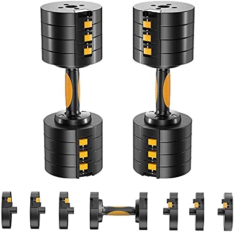 RUNWE Quick Adjustable Dumbbells Sets - 50/66lbs Dumbbells Free Weight Sets with Non-Slip Rubber Handle for Men and Women Full Body Workout Core Exercise Strength Training for Home Gym Fitness