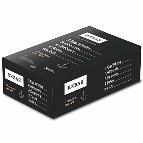 RXBAR Protein Bars, 12g Protein, Gluten Free Snacks, Chocolate Sea Salt, 22oz Box (12 Bars)