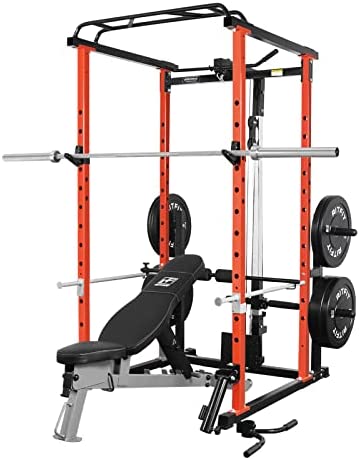 RitFit Garage & Home Gym Package Includes Optional 1000LBS Power Cage with LAT Pull Down,Weight Bench, Barbell Set with Olympic Barbell