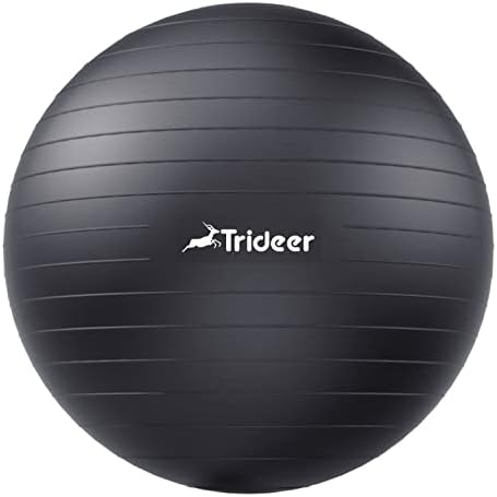 Trideer Extra Thick Yoga Ball Exercise Ball, 5 Sizes Ball Chair, Heavy Duty Swiss Ball for Balance, Stability, Pregnancy, Physical Therapy, Quick Pump Included