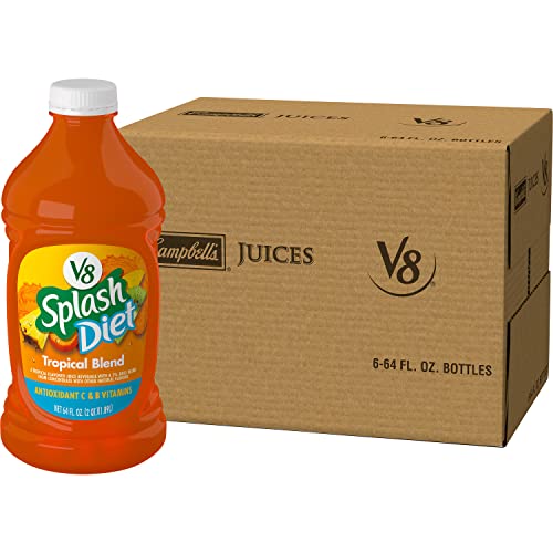 V8 Splash Diet Tropical Blend Diet Juice Drink, 64 Ounce Bottle (Pack of 6)