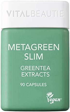 VITALBEAUTIE Metagreen Slim, Vegan Catechin/EGCG, Green Tea Extract with Vitamin C, Veggie Capsules for Health and Fitness (90 Count)