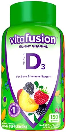 Vitafusion Vitamin D3 Gummy Vitamins, 50Mcg Per Serving, Immune System Support, Delicious Peach and Berry Flavors, 150 Ct (75 Day Supply), from America’s Number One Gummy Vitamin Brand