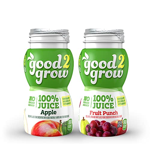 good2grow 100% Apple and Fruit Punch Juice 24-pack of 6-Ounce BPA-Free Juice Bottles, Non-GMO with No Added Sugar and an Excellent Daily Source of Vitamin C. SPILL PROOF TOPS NOT INCLUDED