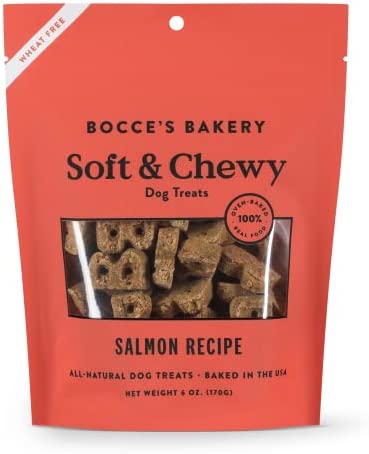 Bocce’s Bakery Oven Baked Salmon Recipe Treats for Dogs, Wheat-Free Everyday Dog Treats, Made with Real Ingredients, Baked in The USA, All-Natural Soft & Chewy Cookies, Salmon, 6 oz