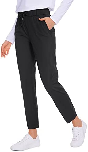 CRZ YOGA Womens 4-Way Stretch Ankle Golf Pants - 7/8 Dress Work Pants Pockets Athletic Yoga Travel Casual Lounge Workout