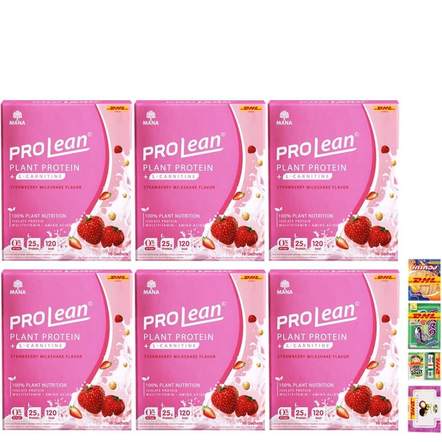 DHL 10Sachets/Box Mana PROLEAN Strawberry Milky 100% Natural Anti Aging Firm Smooth Healthy Skin Good Shape EXPRESS Set 6 Pcs A010 By Thaigiftshop [Get Free Tomato Facial Mask]