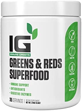 EPN Supplements Immuno Greens Powder | Organic Reds & Greens Superfood with Antioxidants, Digestive Enzymes, Immune Support | Spirulina, Wheat Grass (Vegan, Keto Friendly, Gluten Free) 35 Servings