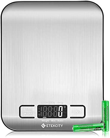 Etekcity Food Kitchen Scale, Digital Grams and Ounces for Weight Loss, Baking, Cooking, Keto and Meal Prep, LCD Display, Medium, 304 Stainless Steel