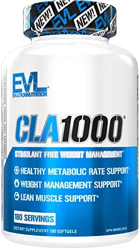 Evlution EVL CLA 1000, Conjugated Linoleic Acid, Weight Loss Supplement, Metabolism Support, Stimulant-Free (180 Servings)