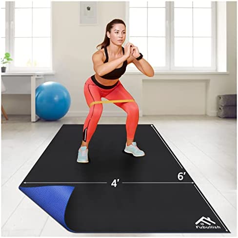 Fubullish Large Exercise Mat for Home Workout 6'x4'x7mm Thicken Workout Gym Flooring Mat, Shoe-Friendly Ultra-Durable Non-Slip Jump Rope Mat for Fitness, Weightlifting, Cardio