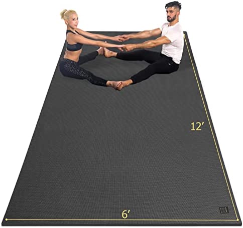 GXMMAT Extra Large Yoga Mat 12'x6'x7mm, Thick Workout Mats for Home Gym Flooring, Non-Slip Quick Resilient Barefoot Exercise Mat for Pilates, Stretching, Non-Toxic, Extra Wide and Ultra Comfortable