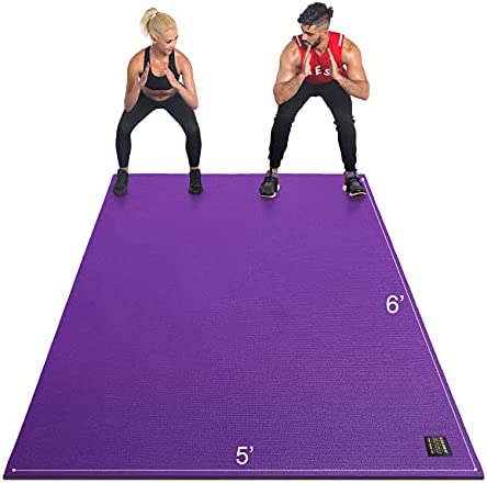 GXMMAT Large Exercise Mat 6'x5'x7mm, Non-Slip Workout Mats for Home Gym Flooring, Extra Wide and Thick Durable Cardio Mat, High Density, Shoe Friendly, Great for Plyo, MMA, Jump Rope, Stretch, Fitness