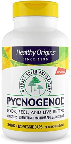 Healthy Origins Pycnogenol 100 mg (Nature's Super Antioxidant, Non-GMO, Gluten Free, Cardiovascular Support), 120 Veggie Caps