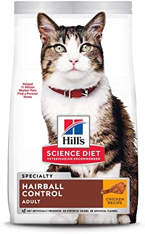 Hill's Science Diet Dry Cat Food, Adult, Hairball Control, Chicken Recipe, 3.5 lb. Bag