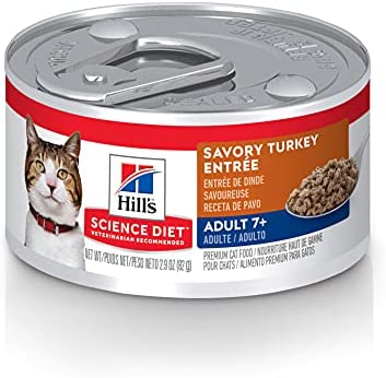 Hill's Science Diet Wet Cat Food, Adult 7+ for Senior Cats, Minced Savory Chicken Recipe, 2.9 oz. Cans, 24-Pack