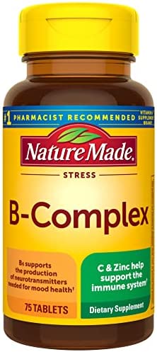 Nature Made Stress B Complex with Vitamin C and Zinc, Dietary Supplement for Immune Support, 75 Tablets, 75 Day Supply