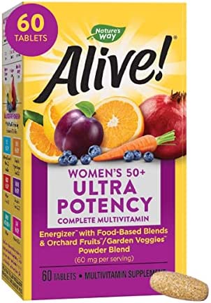 Nature's Way Alive! Women's 50+ Ultra Potency Complete Multivitamin, High Potency Formula, Supports Whole Body Wellness & Healthy Aging*, 60 Tablets