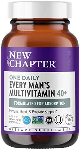 New Chapter Men's Multivitamin 40 Plus for Energy, Heart, Prostate + Immune Support with 20 Fermented Nutrients -- Every Man's One Daily 40+, Gentle on The Stomach - 96 ct