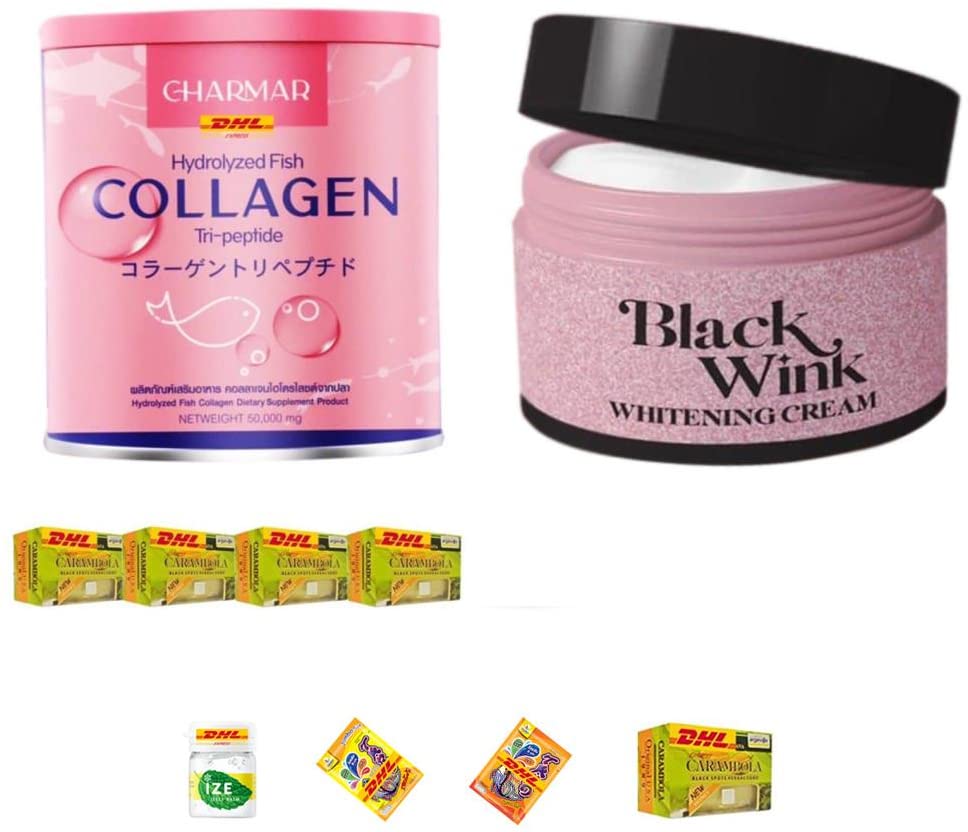 New Charmar Collagen 50,000mg Japan Beautiful and Healthy Skin Certificated New Black Wink Boost Body Sure Nourish Cream 100 Express Shipping by DHL BY BEAUTY GOOD SHOPS [GET FREE FOR YOU BEAUTY G