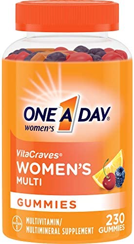 One A Day Women’s Multivitamin Gummies, Supplement with Vitamin A, Vitamin C, Vitamin D, Vitamin E and Zinc for Immune Health Support, Calcium & more, Orange, 230 count, Fruity