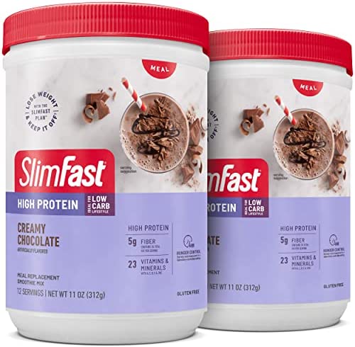 SlimFast High Protein Meal Replacement Shake Powder, Advanced Nutrition Smoothie Mix, Digestive Support, Gluten Free, Creamy Chocolate, 20g of Protein, 24 Servings (Packaging May Vary)