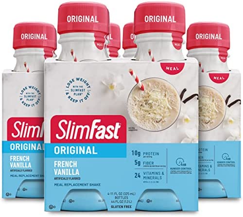 SlimFast Meal Replacement Shake, Original French Vanilla, 10g of Ready to Drink Protein for Weight Loss, 11 Fl. Oz Bottle, 4 Count (Pack of 3) (Packaging May Vary)