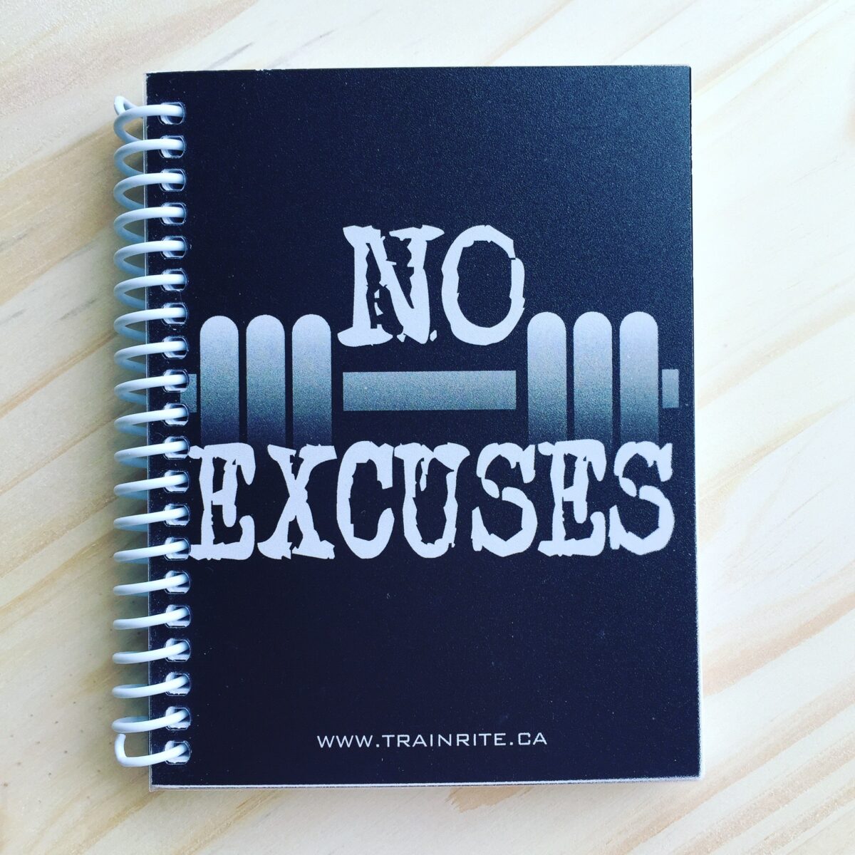 TrainRite Compact Fitness Journal – NO EXCUSES Black (An Exercise Log Book)