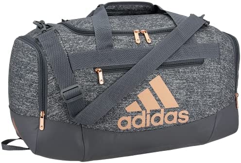 adidas Defender 4 Small Duffel Bag, Jersey Onix Grey/Rose Gold/Onix Grey, 11.75"x20.5"x11"