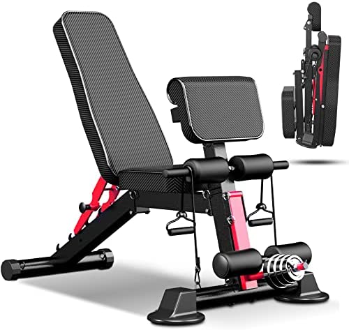 Adjustable Weight Bench - Utility weightBenches for Exercise, Free Installation Design for Portable Fitness Strength Training Equipment at Home Gym