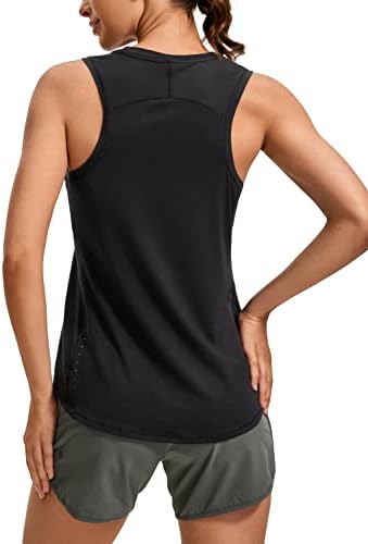 CRZ YOGA Lightweight Tank Top for Women Racerback Sleeveless Workout Tops High Neck Athletic Running Shirts