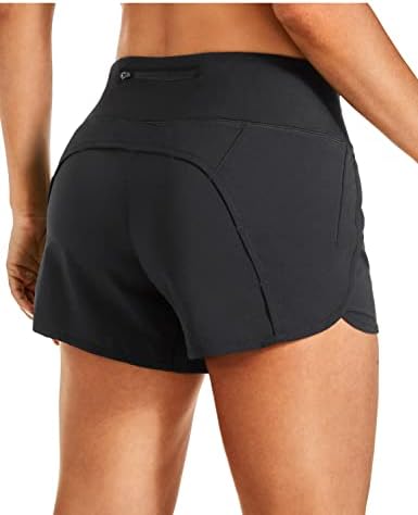 CRZ YOGA Womens Lightweight Gym Athletic Workout Shorts Liner 4" - Quick Dry Running Spandex Shorts Mesh Zipper Pockets