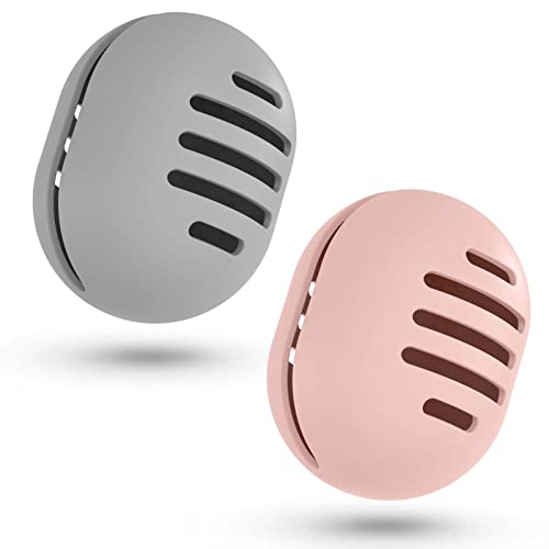 Fauxomor Makeup Sponge Holder,2PCS Double-sided Breathable Silicone Beauty Blender Holder for Travel,Shatterproof Makeup Sponge Travel Case for All Sponges Sanitary Reuse Easy to Carry,Grey+Pink