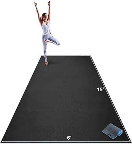 Gorilla Mats Premium Extra Large Yoga Mat – 15' x 6' x 8mm Extra Thick & Ultra Comfortable, Non-Toxic, Non-Slip Barefoot Exercise Mat – Works Great on Any Floor for Stretching, Cardio or Home Gym Workouts