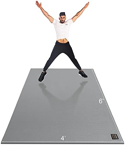 Gxmmat Large Exercise Mat 6'x4'x7mm, Thick Workout Mats for Home Gym Flooring, Extra Wide Non-Slip Durable Cardio Mat, High Density, Shoe Friendly, Perfect for Plyo, MMA, Jump Rope, Stretch, Fitness