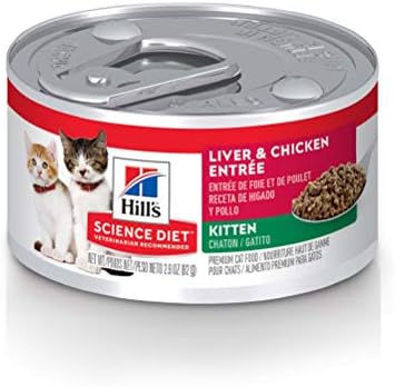 Hill's Science Diet Kitten Liver & Chicken Entrée Wet Cat Food, 2.9 oz. Cans, 24-Pack