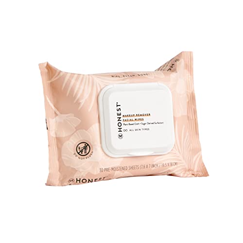 Honest Beauty Makeup Remover Facial Wipes | EWG Verified, Plant-Based, Hypoallergenic | 30 Count